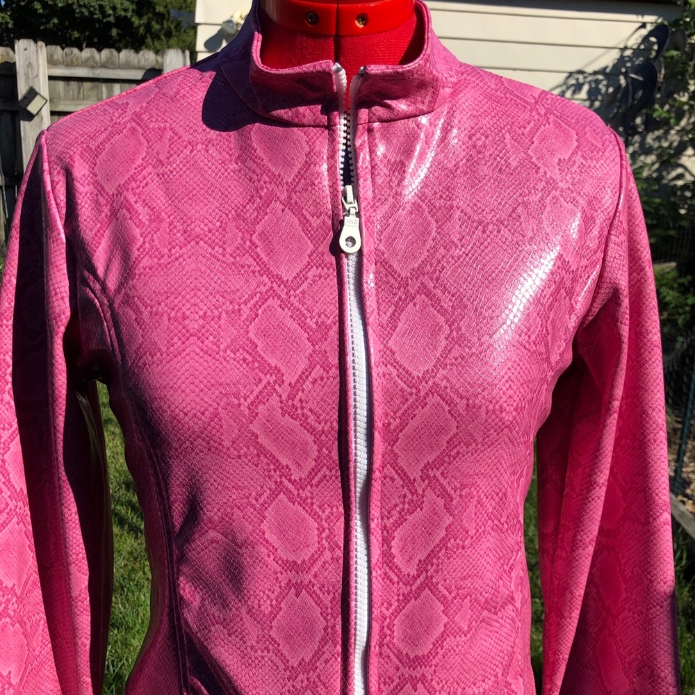 Sister Point Short Waist Jacket Pink Faux Snakeskin Size M